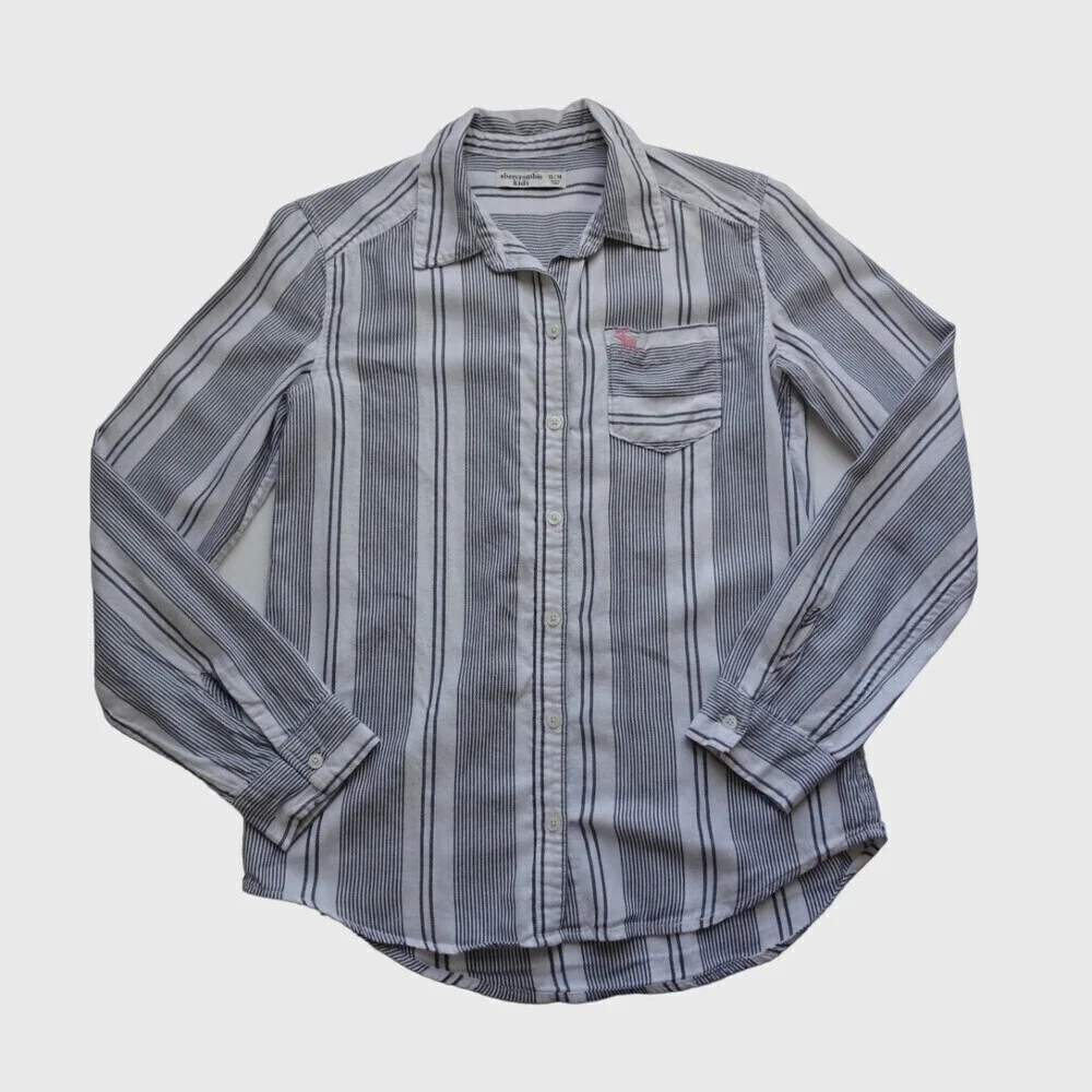 Clearance!💎5/$25 ABERCROMBIE Kids Girls Button Down Shirt Top Stripes 13/14